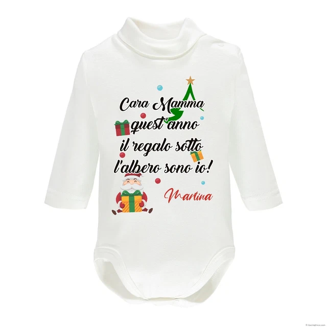 Body neonato lupetto Stampa Regalo di Natale per Papà- Mamma Personalizzato nome