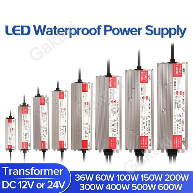 FXPCGZISH IP67 LED Power Supply Ultra-Thin AC to DC 12V 24V Switch Transformer Adapter 100W 150W 200W 300W 400W LED Driver(250W 220V Input,24V