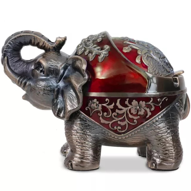 gusnilo elephant ashtray with lid windproof metal ashtray outdoor, indoor ashtra