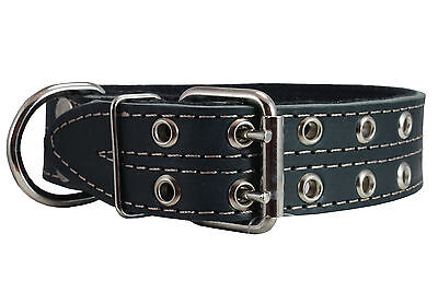 Genuine Leather Dog Collar, Padded 1.5" wide Fits 14"-18" neck Amstaff
