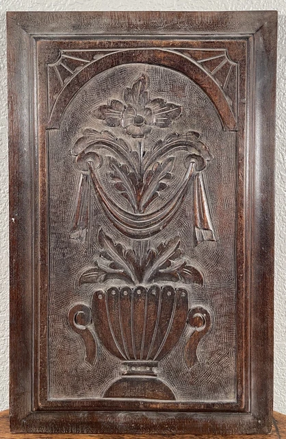 Antique Architectural Carved Walnut Door Panel Urn Floral 19th century French