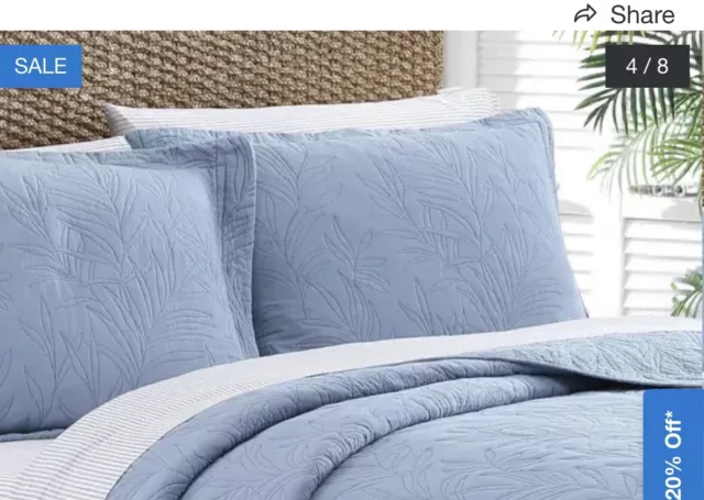 2pc King Costa Sera Solid Quilt Sham Blue - Tommy Bahama