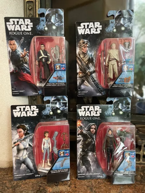 Lot 4 Figurines Star Wars Rogue One Hasbro - Neuves  scellées - Rey, Leia, etc