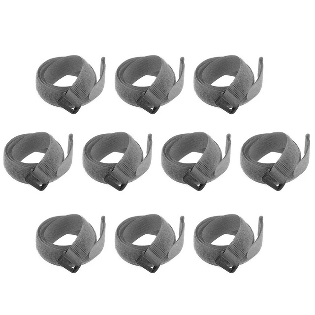 10Pcs Crochet Boucle 3/4 x 24 Pouces Sangles Fixation Réutilisable Câble Gris