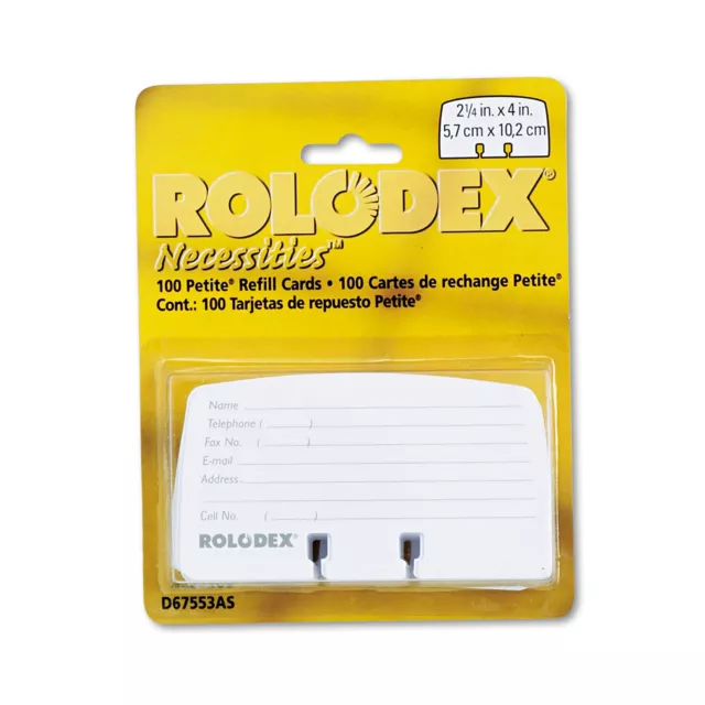 Rolodex Petite Refill Cards 2 1/4 x 4 100 Cards/Pack 67553