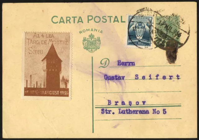 Romania  1936  CINDERELLA Label "AL 4-le TARG DE MOSTRE SIBIU HERMANNSTADT"