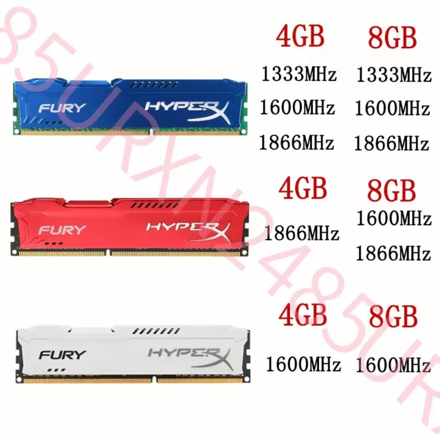 32GB 16GB 8GB 4GB DDR3 1333 1600 1866 DIMM Desktop Memory RAM HyperX FURY Lot BT