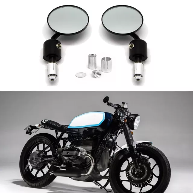 Black Motorcycle 7/8" 1" Bar End Mirrors for Bobber Cafe Racer BUELL CLUBMAN ATV