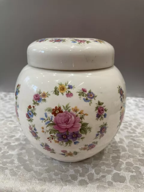 Vintage Sadler Floral Design Ginger Jar With Lid Made In England Vgc