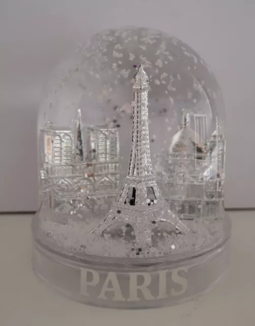 Boule à neige les 3 monuments de Paris, neige - socle noir