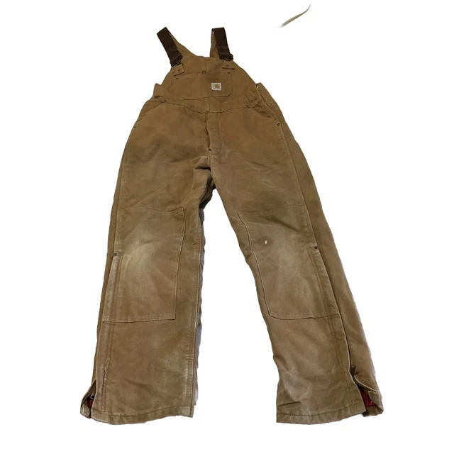 Carhartt Bib Overalls youth 18/20 Y09 Brn Double Knee Union Made USA