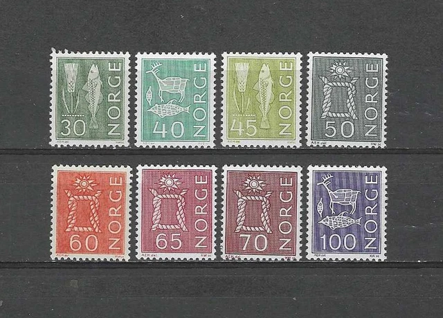 Norway , 1964/70 , Carvings & Knots , Set Of 8 Stamps , Perf , Mnh , Cv$6..30