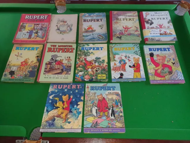 RUPERT BEAR ANNUALS x12 1948-1991 COLOUR CARTOON STRIPS ALGY BILL DAILY EXPRESS