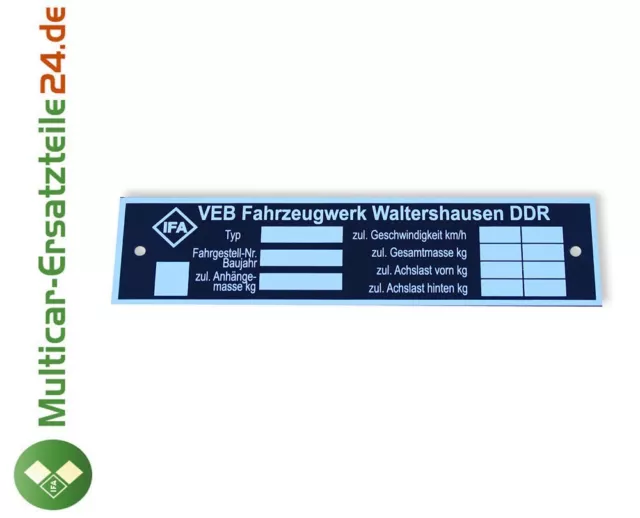 Multicar IFA Typenschild