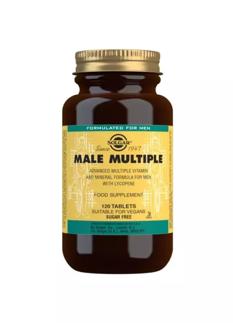 Solgar Mâle Multiple 120 Comprimés, Multivitamine, Général Bien-Etre, Homme Bien