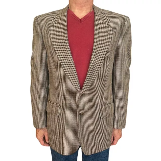 Burberrys' Vintage Saxony Houndstooth Tweed Suit Jacket Sport Coat 42R