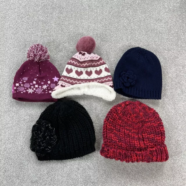 Childrens Kids Girls Wooly Hat Bundle Joblot x5  Mixed Style Colour Size Warm