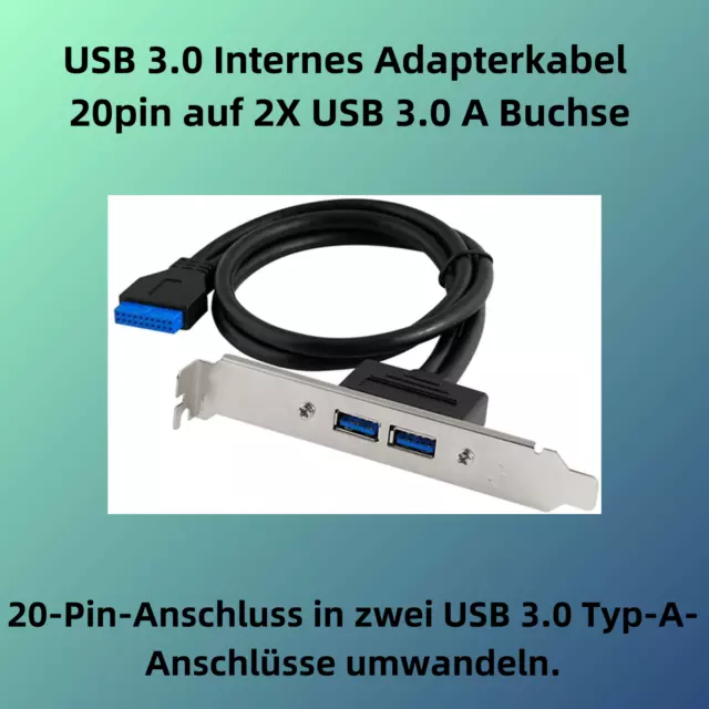 Q21 USB 3.0 Fente Ouverture Plaque de Logement Support 20pin Sur 2x A Fiche 2