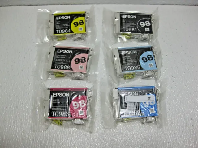 Epson 98 Genuine Ink Set T098120 T098220 T098320 T098420 T098520 T098620 High Yd