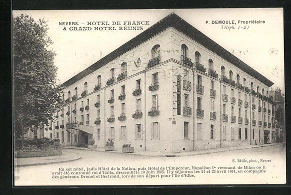 CPA Nevers, Hotel de France & Grand Hotel Réunis 1934