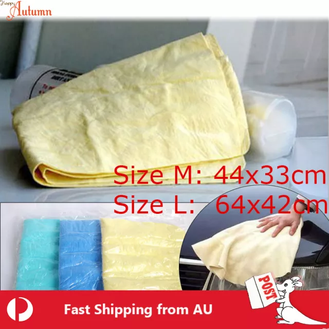 1x 2x 3x Medium Large Shammy Chamois Car Towel PVA Clean Synthetic Cham Soft