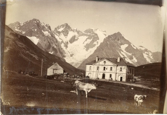 France, Le col du Lautaret, Route de Briançon à Grenoble Vintage albumen print.