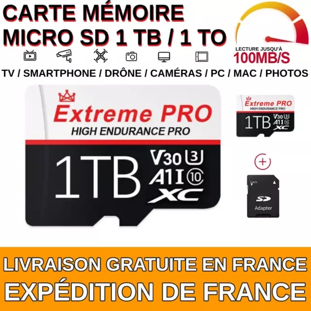 Carte mémoire micro SD (1 To / 1 Tb / 1000 go)  - Livraison gratuite