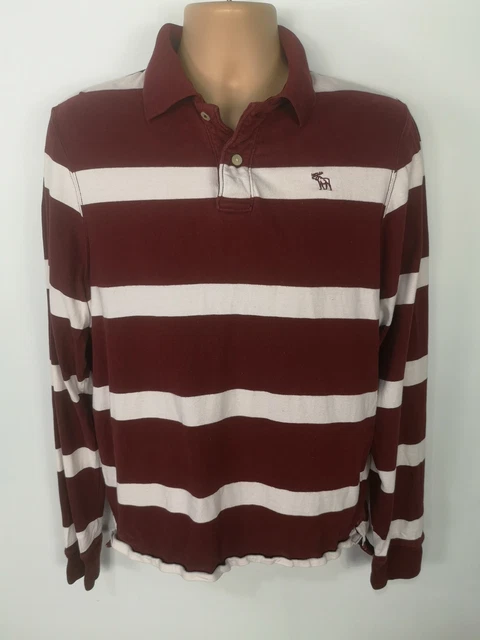 red and white striped long sleeve polo shirt