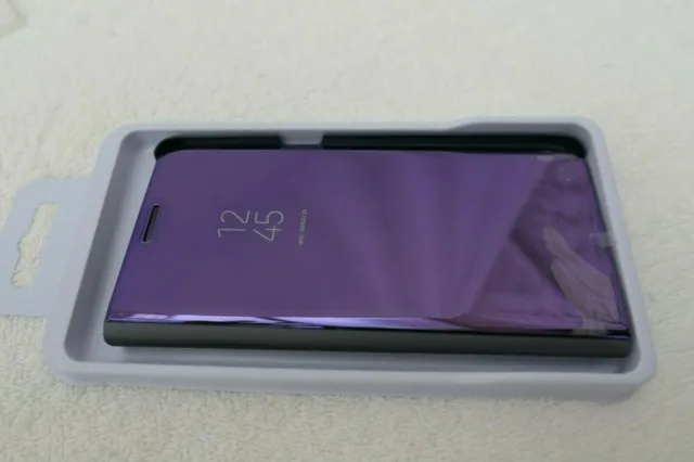 Clear View Standing Cover Flip Mirror, Galaxy S6 Edge Plus & Stylus, Purple NEW 2