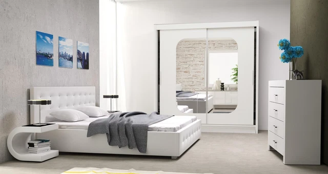 Chambre à Coucher Set Design Meuble 4 Pièces Moderne Luxe Lit 2x Table de Chevet