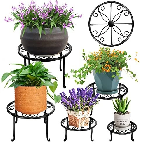 5 Pack Metal Stand for Outdoor Indoor Heavy Duty Flower Pot Stands for