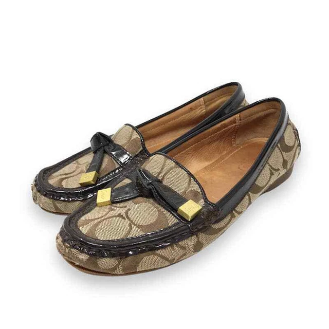 Coach Women's Frida Loafer Flat Shoes 6 Logo Slip On Bow Monogram Lightweight