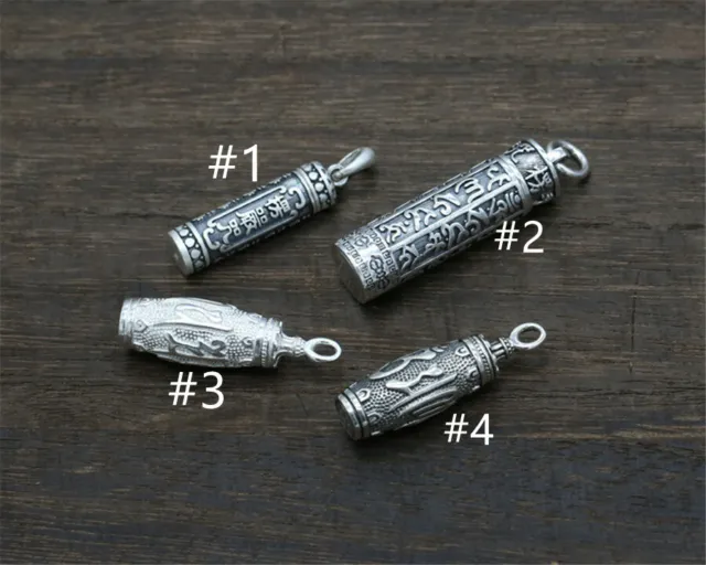 Sterling Silver Box Pendant 925 Silver Om Locket for Buddhist Tibetan Necklace