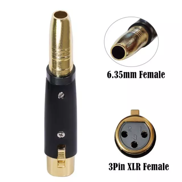 XLR 3-Pin Female to 1/4" 6.35mm Female Jack Socket Microphone Audio Adapter