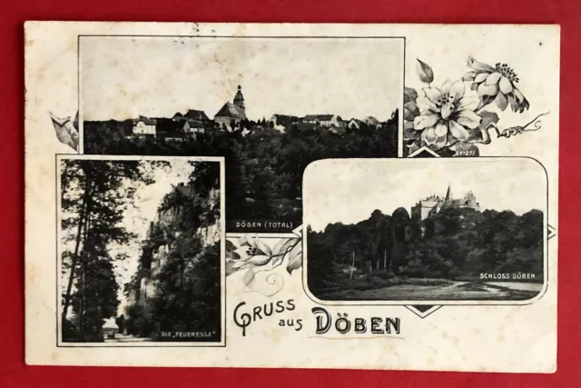 AK DÖBEN bei Grimma 1909 Ortsansicht mit Schloss und Feueresse  ( 75645