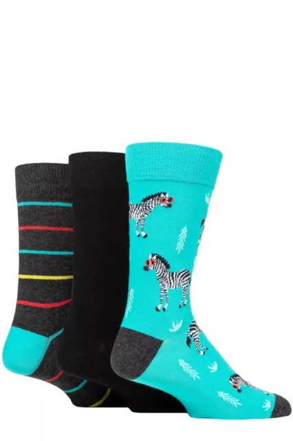 SOCKSHOP Wildfeet Mens Novelty Patterned Cotton Socks 3 Pair Multipack Size 7-11