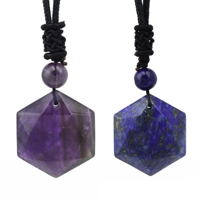Natural Healing Crystal Stone Star of David Hexagram Amulet Gem Pendant Necklace 2