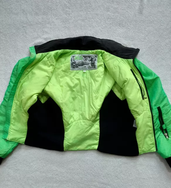 VTG NILS 80S 90s Women's Ski Snow Jacket Coat Neon Green Black Size 10 ...