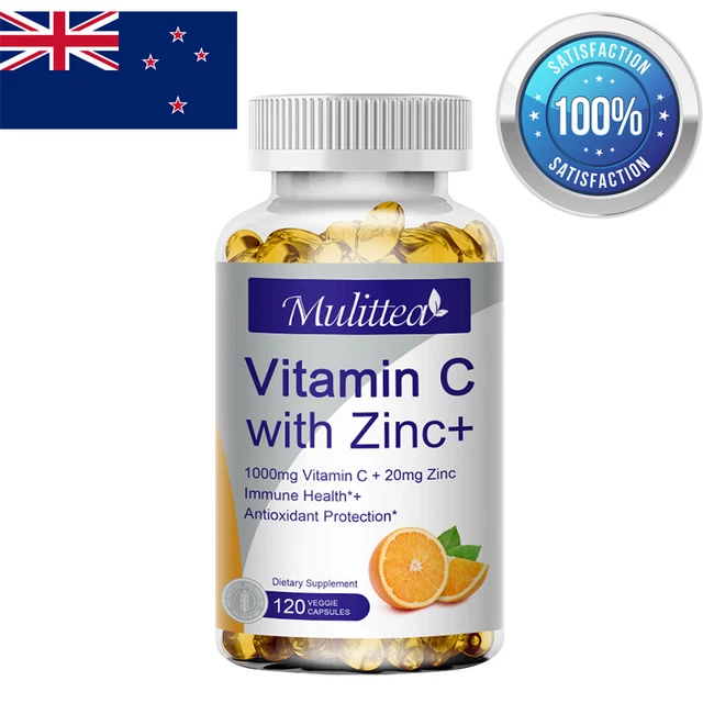 Vitamin C + Zinc 120 Capsules Brain Health Immune Support Dietary Supplement