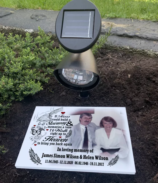 Memoriale Tomba, Lapide Cimitero Personalizzata con Luce Solare.