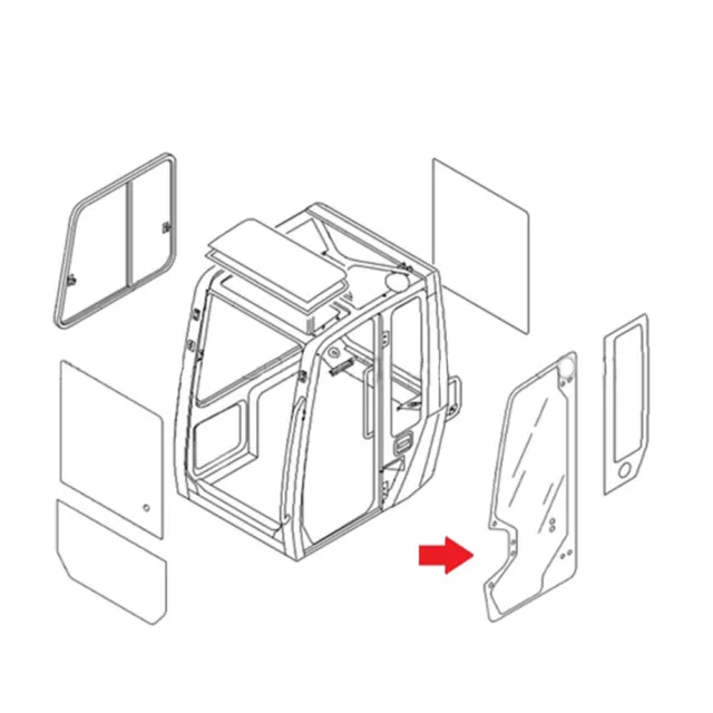 Cab Door Glass fits Takeuchi TB285 TB290 TB290-2 TB295W Models 0568660330