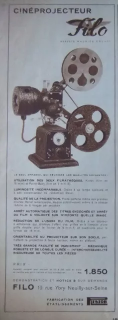 Publicité De Presse 1931 Cinéprojecteur Filo - Maurice Couade - Advertising