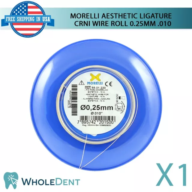 Orthodontic Dental CrNi Aesthetic Ligature Round Wire Roll .25mm /.010" L 10m