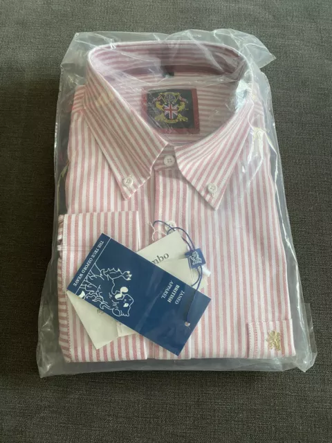 Mens British Janeo Apparel Shirt Red & White Stripe Size Large BNWT In Package