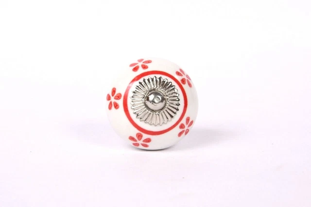 Floral Blanc Céramique Porte Boutons Armoire Tiroir Penderie Tirer Poignée 2
