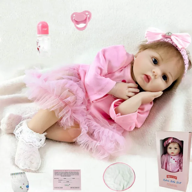 22" Reborn Dolls Baby Vinyl Silicone Handmade Realistic Girl Newborn Doll Gifts