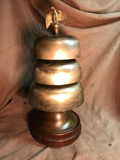 Antique Altar Triple Gong Brass Sanctus Communion Sacryn Bells Catholic Church
