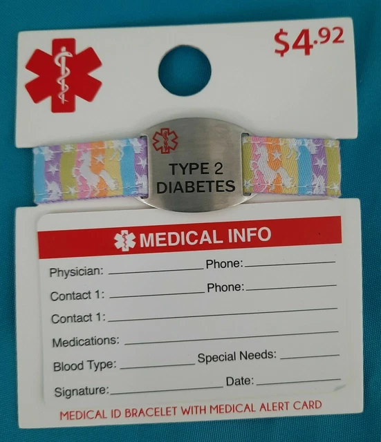 Medical-Alert ID Bracelet Emergency First Aid Cloth Wristband Unisex Type 2 D  2