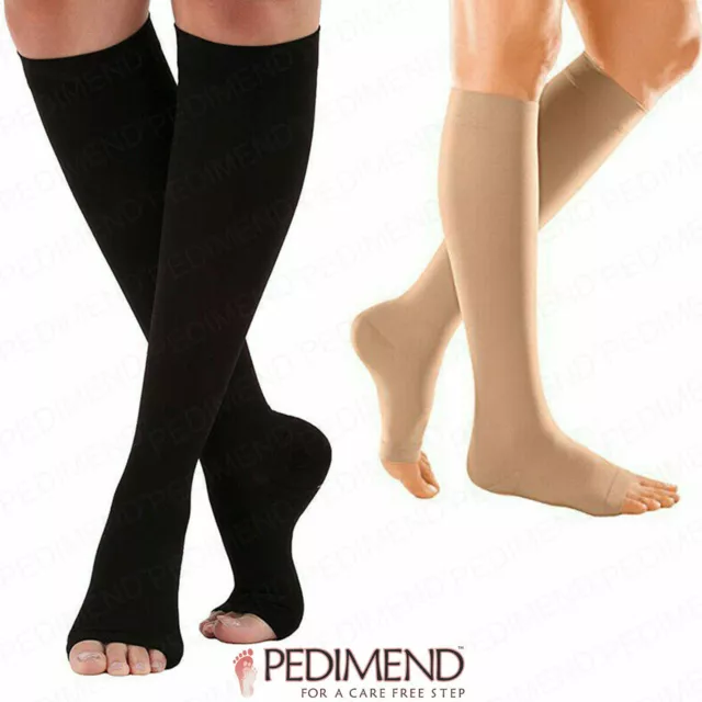 PEDIMEND Open Toe Professional Compression Stockings Knee Support Stockings - UK