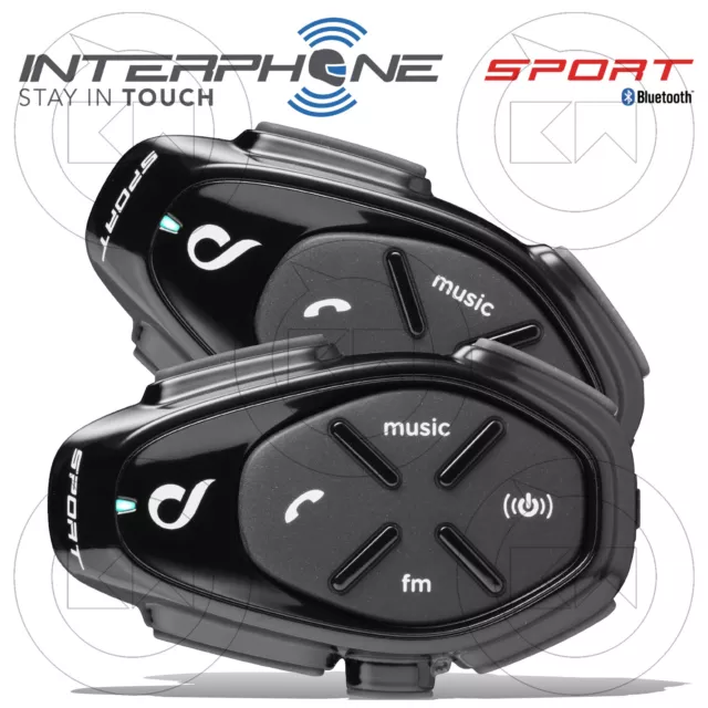 Interphone Sport Double Cellular Line Casque De Moto Bluetooth Intercom Gps Fm